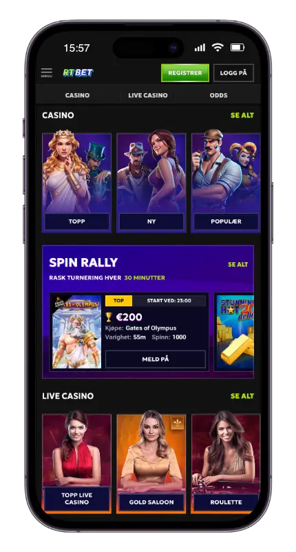 RTbet casino på mobil